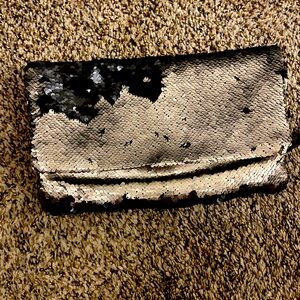 Sequin fold over clutch